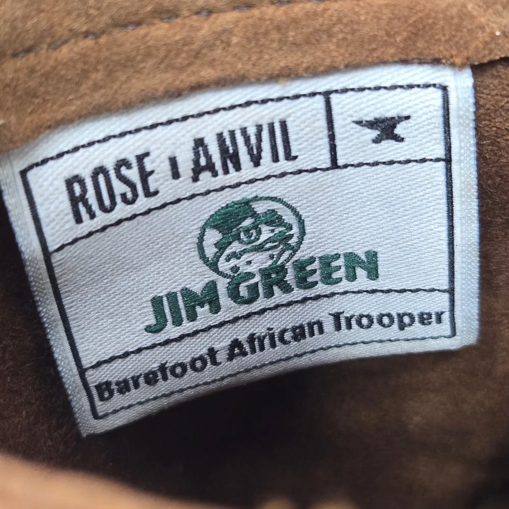 Jim Green Barefoot African Trooper Brown Rose Anvil Leather Boots Mens 10